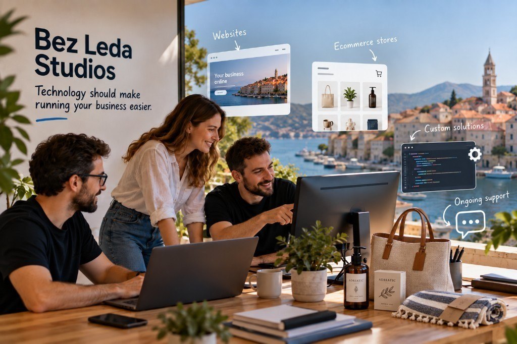 Bez Leda Studios team collaborating on websites, ecommerce stores, custom solutions and ongoing support